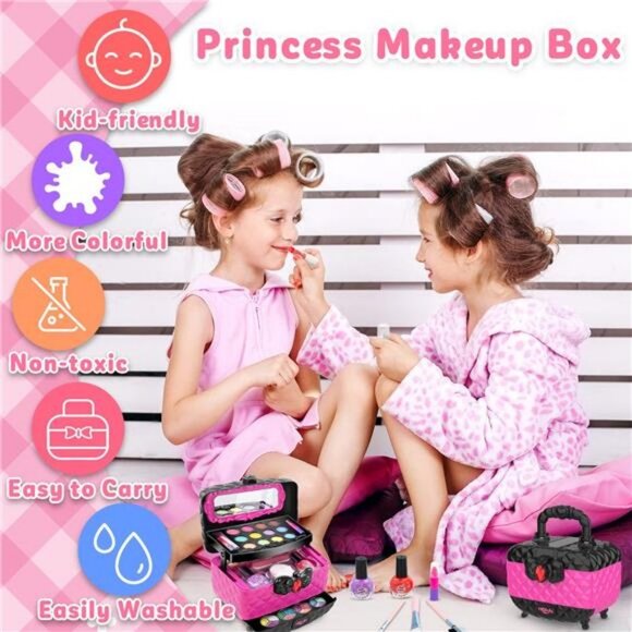 41 Pcs Kids Makeup Toy Kit for Girls, Washable Makeup Set w/ Real Cosmetic Case - Picture 6 of 6